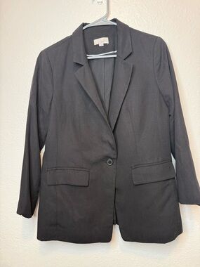 Loft Classic Black Single Breasted Blazer Suit Jacket Size 4 Office Casual